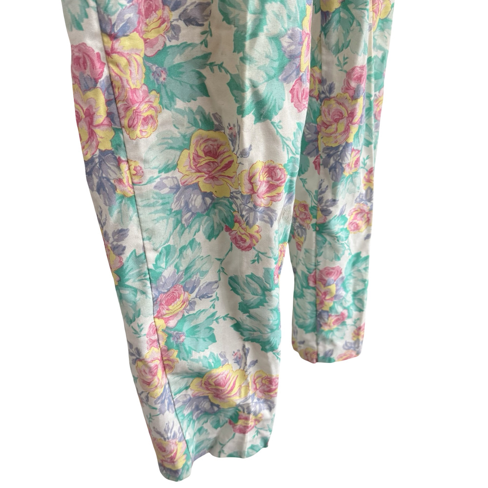 Chic Vintage Floral High Wiast 80s Pastel Pants USA Made Womens sz 24 x 27 - Picture 2 of 16